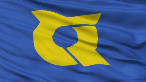 Animated Waving Flag with Abstract Yellow Symbol