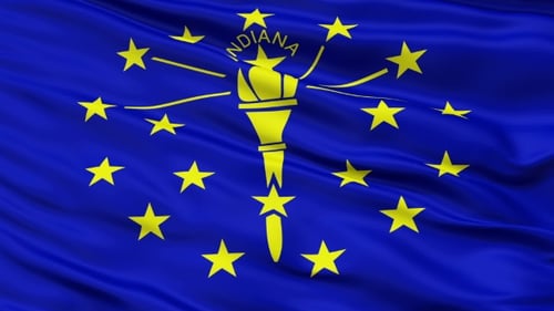 Waving Indiana State Flag Realistic Loop Animation