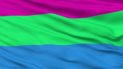 Bandera ondeando orgullo polisexual