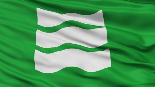 Waving Green Flag with White Wavy Stripes Animation