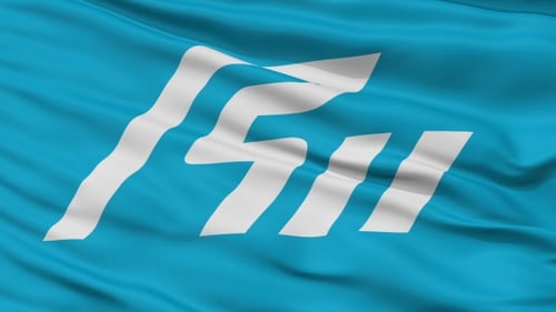 Animated Corporate Flag with Stylized Logo