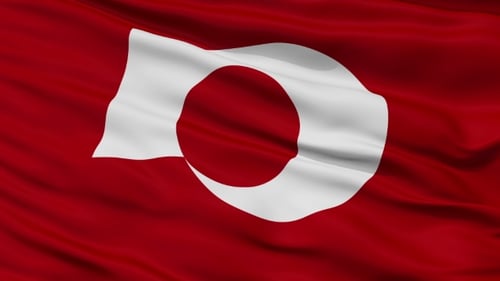 Waving Abstract Red and White Flag Fabric