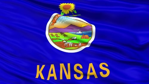 Animated Kansas State Flag Waving Seamlessly