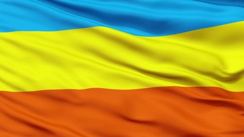 Waving Horizontal Striped Flag Animation with Blue, Yellow, Orange