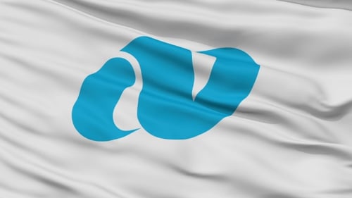 Abstract Fluid Symbol on Waving White Flag
