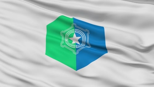 Bandera ondeante de la capital de Sapporo