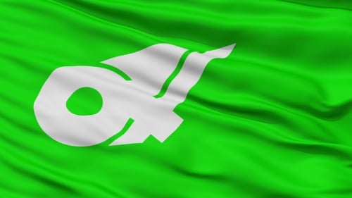 Waving Green Screen Flag with Alpha Channel for Branding