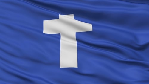 Christian Flag Waving in the Wind