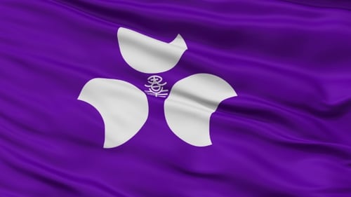 Purple Flag with White Symbol Waving Seamless Loop