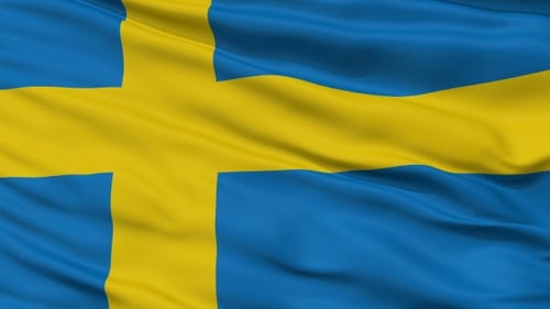 Sweden Flag Waving Realistic Seamless Loop Animation