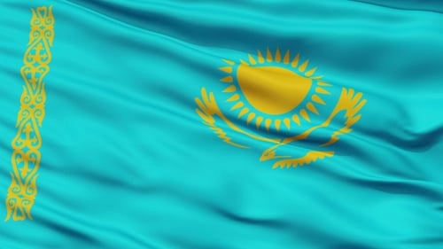 Dynamic Waving Flag of Kazakhstan Animation