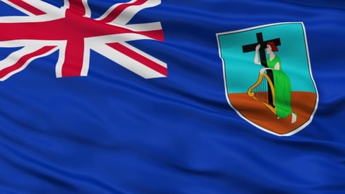 Waving Flag of Montserrat Seamless Loop Animation