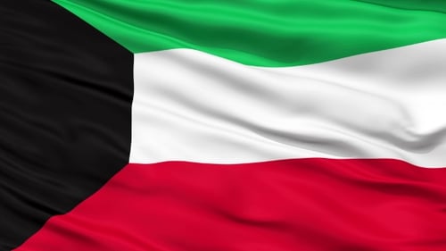 Realistic Kuwait Flag Waving Seamless Loop Animation