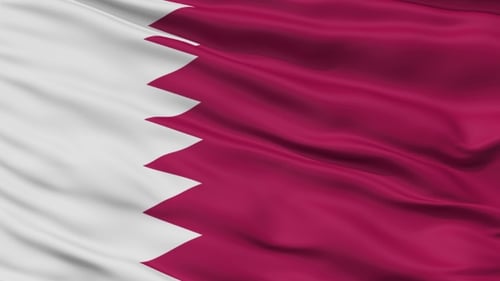 Realistic Waving Flag of Qatar Seamless Loop Background