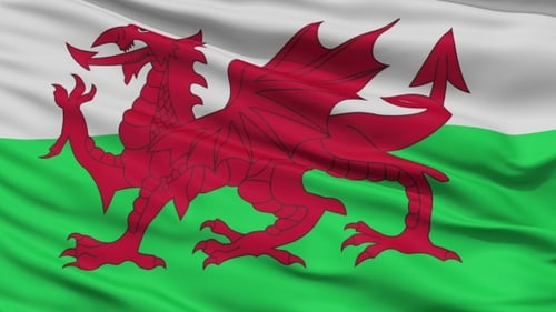 Wehende Nationalflagge von Wales