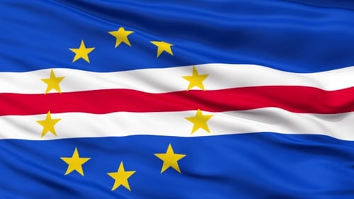 Realistic Cape Verde Flag Waving Loop