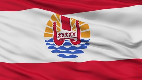 Seamless French Polynesia Flag Realistic Waving Loop