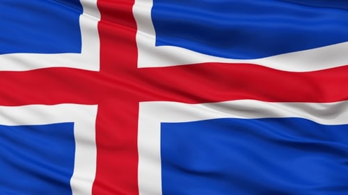 Waving Flag of Iceland Realistic 3D Animation