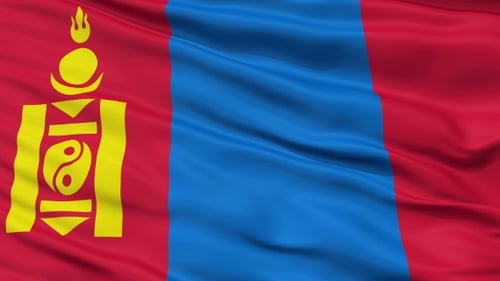Realistic Waving Flag of Mongolia Seamless Loop Animation
