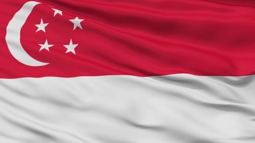 Waving Singapore National Flag Realistic Animation