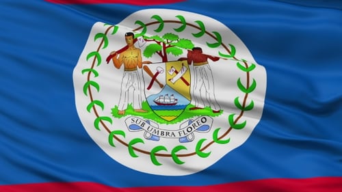 Waving National Flag of Belize with Coat of Arms