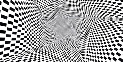 Hypnotic Swirling Black and White Checkerboard Tunnel