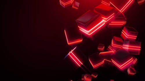 Abstrakte rote Neon-Quadrate