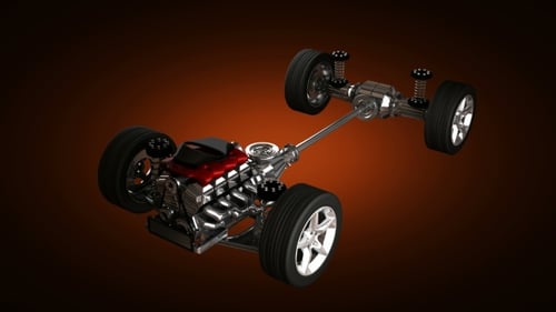 Car Chassis with Engine