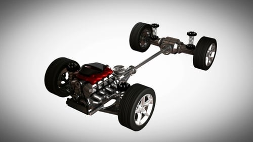 Car Chassis with Engine