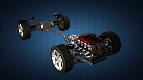 Car Chassis with Engine