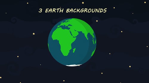 Animated Flat Design Space Backgrounds with Planets and Stars