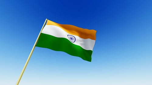 Realistic India National Flag Waving in Blue Sky