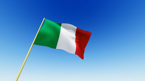 Realistic Italian Flag Waving Seamless Loop Against Blue Sky