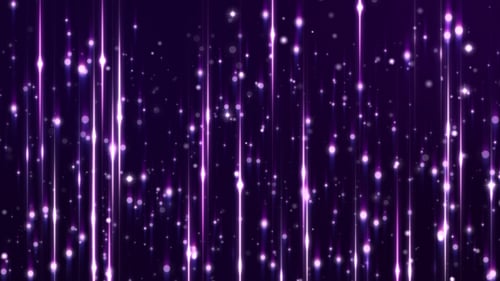 Abstract Purple Glowing Light Streaks and Sparkling Particles