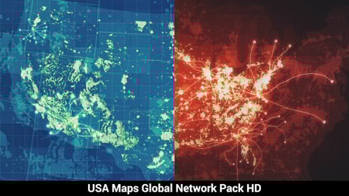 Animated USA Map with Global Network Data Visualization