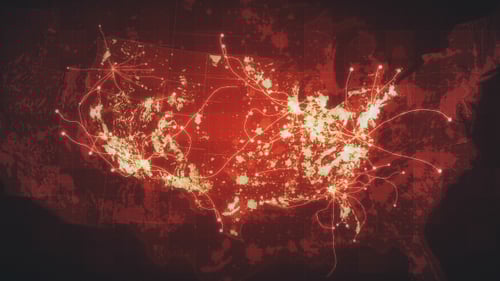 Animated USA Map with Glowing Network Connections