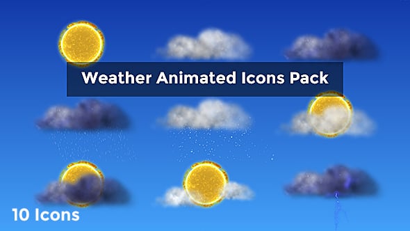 Animated Weather Icons Pack with Sun, Clouds, Rain, Snow, and Tornado ...