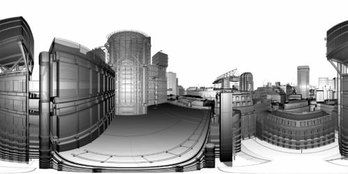 Edificios de ciudad VR 360 Wireframe