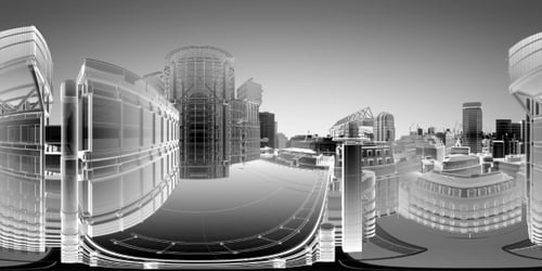 VR 360 Wireframe Stadtgebäude