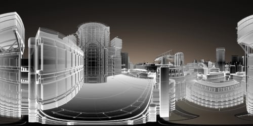 VR 360 Wireframe City Buildings