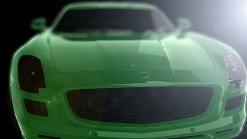 3D Animated Green Sports Car Fly-Around