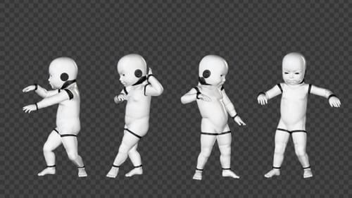 3D Animated Robot Baby Dancing Loop