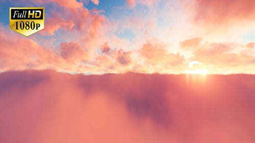 Smooth Flight Through Ethereal Clouds in Golden Hour