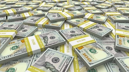 Animated Piles of US Dollar Bill Stacks