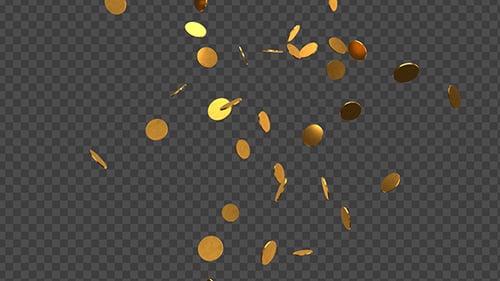 Falling Golden Coins Animation with Alpha Channel