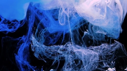 Blue and Pink Ink on a Water Shot Black Background