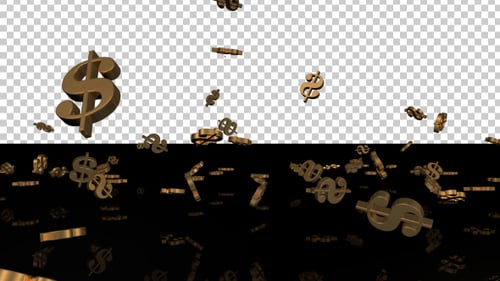 Falling 3D Golden Dollar Signs Loop Animation