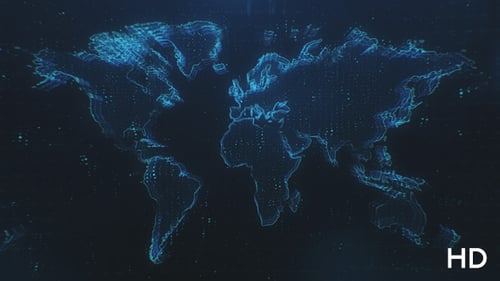 Futuristic Global Network Technology Map Intro