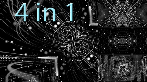 White Neon Pattern of Lines and Particles 4 in 1
