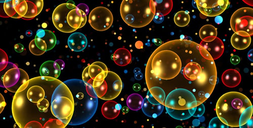 Vibrant Glossy Bubbles Floating Background Loop